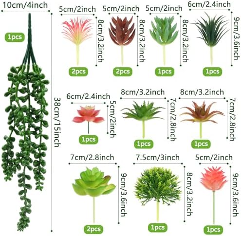 QUOZUO Succulents Plants Artificial, 14pcs Colorful Succulents Plant, Mini Fake Succulents for DIY Crafting Home Garden Office Party - Image 2