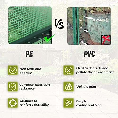Walk-in Greenhouse - 3 Tiers 8 Shelves Plant Stands, Outdoor With Anchors Roll-up Zipper Door, Waterproof Gardening, PE Cover, 56"x56"x77" - Image 3