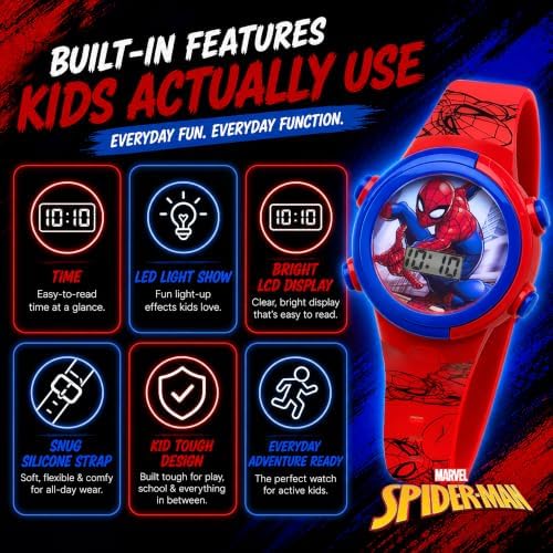Marvel Spider-Man Kids Watches – Digital Display, Interactive Features, Adjustable Strap, Vibrant Spider-Man Graphics, Durable for Active Kids - Image 4