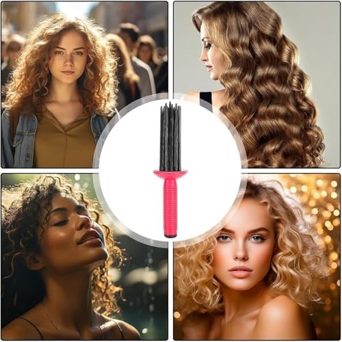 2025 New Curly Hair Styler Tool, Curling Roll Comb, Air Feeling Curling Wand with 17 Teeth for Fluffy Hairstyles, Anti-Slip Curling Brush Comb for Women and Girls (2PC) - Image 2