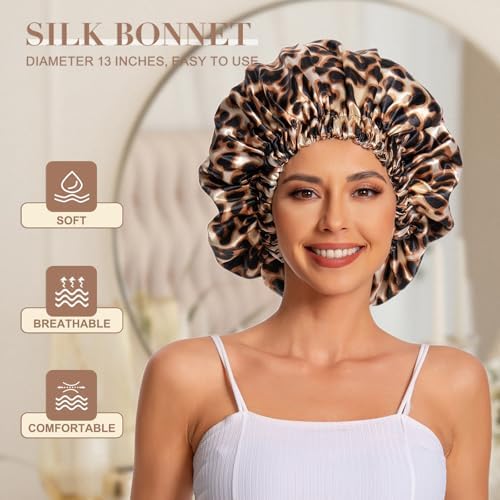 Edoneery Satin Bonnet for Sleeping Women, Double Layer Curly Hair Cap - Image 2