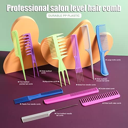Oneleaf Hair Comb Stylists Professional Styling Comb Set Variety Pack Great for All Hair Types & Styles, Colorful - Image 2