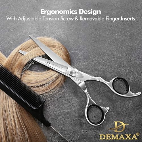 DEMAXA 6.5" Premium Hair Scissors Professionally Sharp Barber Shears - High Carbon Steel Hair Cutting Scissors with Smooth Sharp Edge Blades - Hair Trimming Shears for women Salon & Personal Use - Image 2