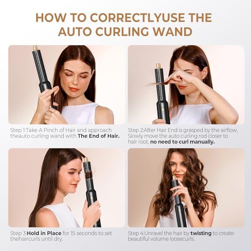 5 in 1 Blow Dryer Brush Set, Detachable Hair Dryer Brush & Hot Air Styler, Auto Air Curling Wrap Styler, Ionic Hair Styling Tools for Straighten/Curl/Dry/Volumize/Smooth as Gift - Image 5