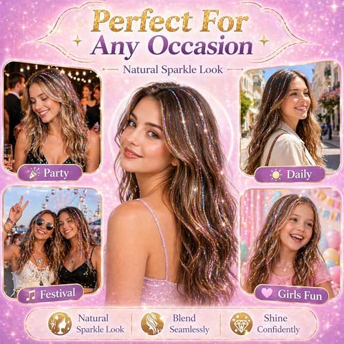 Hair Tinsel Clip in Pack of 18 Pcs Purple Hair Accessories - Image 4
