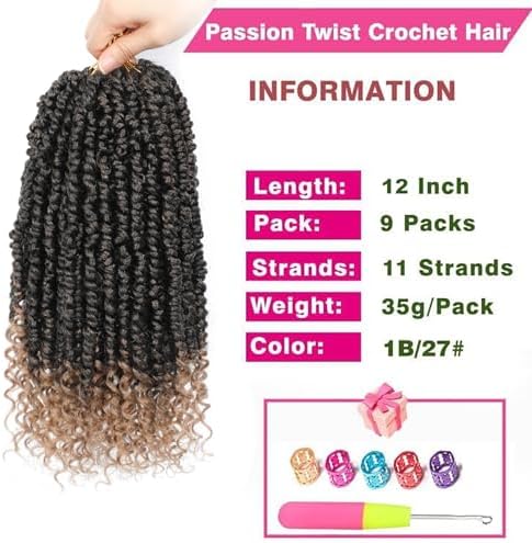Pre-twisted Passion Twist Hair, 10 Inch, Ombre Brown, 9 Packs - Image 3