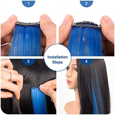Colored Purple Hair Extensions Clip in Synthetic Hairpieces 10 PCS - Image 5
