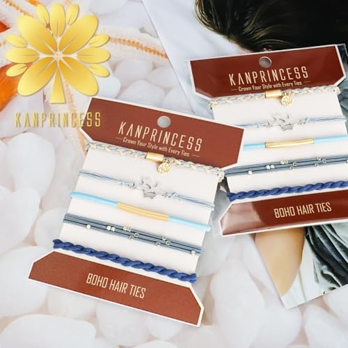 KANPRINCESS 5 Pcs Boho Hair Ties, Bracelet Hair Bands for Women Girls - Image 6
