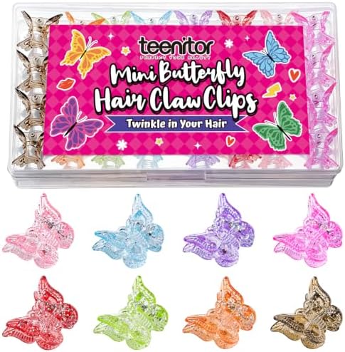 Teenitor Mini Butterfly Hair Clips, Y2K Glitter Butterfly Clips 32Pcs by PERFECTYOURBEAUTY