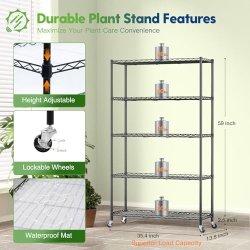 FREELICHT Plant Stand with Grow Light 5-Tier, 4×30W 5000K, 35.4x13.8x61.5IN - Image 5