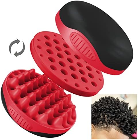 WTTORDE Silicone Curly Hair Brush, Twist Wave Tool with Big and Small Holes for Afro Curls, Two-Sided Use for Men, Women, Boys, and Girls, Red, 1 Pcs by WTTORDE