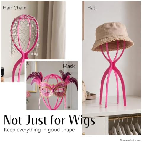 Dreamlover Wig Stand Tall 19.7 Inches for Long Wigs, Hot Pink, 3 Pack - Image 5