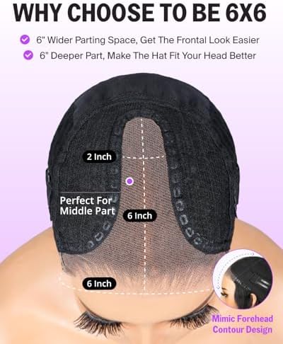Glueless 6x6 Lace Closure Wigs Human Hair Straight 20 Inch - Image 4