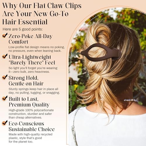 AWAYTR 6Pcs French Flat Hair Clips, Lay Flat Claw Clip for Women - Image 3