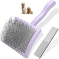 2PCS Slicker Brush for Dogs & Pet Comb,Professional Dog Grooming Brush (Goldendoodles,Poodles,Labradoodles) with Extra Long Pins to Effectively Remove Tangles, Knots and Mats (Light Purple, Large) by Unknown