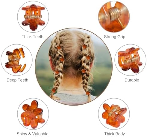 Mini Flower Hair Clip Flower Clips,Colorful Mini Hair Claw,for Women, Girls,Baby, Toddler Bangs Strong Grip Small Tiny Rainbow Hair Clips (100, brown) - Image 2