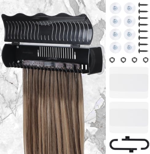 IDN BEAUTY Hair Extension Holder Stand for Styling, 4 Installation Modes With Tool, Hair Extension Holder Designed to Securely Hold Your Extensions for Washing, Styling, Packing and Storing (Black) by IDNBEAUTY