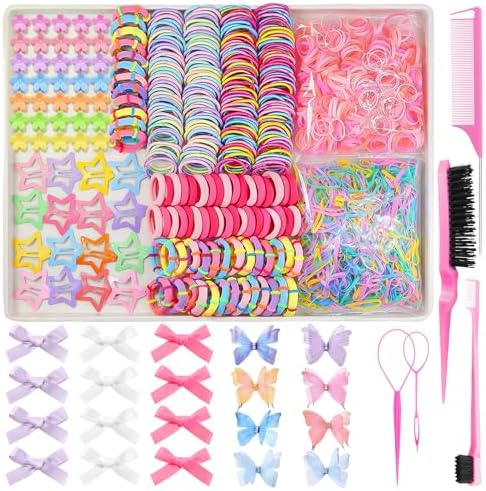 900 PCS Colorful Hair Ties for Girls Hair Accessories Set by Lizioo