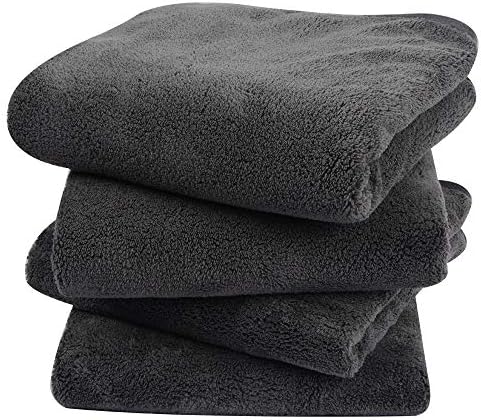 KinHwa Gray Bathroom Hand Towels, Microfiber Face Towels, 16x30 Inch by KinHwa