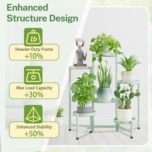 iDavosic.ly Plant Stand Indoor Outdoor, 6 Tier Metal Corner Shelf, Green - Image 5
