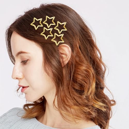 SAOROPEB Star Hair Clips 2000s Y2K Hair Accessories-15 PCS 1.18"-Gold - Image 7