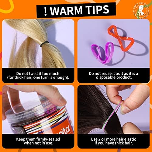 Teenitor Hair Elastics, 2000pcs Hair Rubber Bands, Clear,Black,Brown - Image 5