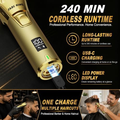 FADEKING Professional Hair Clippers for Men, Cordless Clipper & Trimmer Kit - Image 5