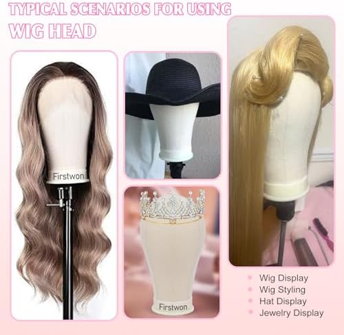 22 Inch Wig Head Canvas Block Mannequin Head for Hair Styling Practice Display Wig Making Tipod Stand with T Pins Set. - Image 6