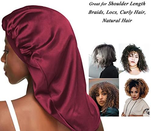 Large Braids Satin Bonnet Jumbo Sleep Cap Red - Image 2