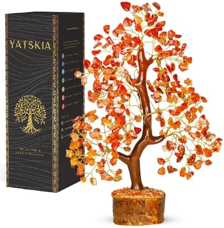 YATSKIA Carnelian Crystal Tree, Birthday Gifts for Women, Sister & Friends, Handmade Crystal Tree of Life, Boho Room, Shelf & Office Desk Decor, Thank You Gifts by YATSKIA