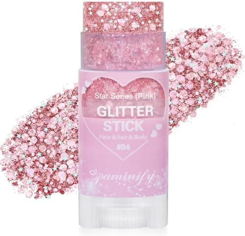 Pink Hair Glitter Stick,Cheer Body Face Glitter,Waterproof Pink Out Accessories for Spirit Week,Singer Concert Music Festival Halloween Shimmer Holographic Makeup Body Paint by PaminifyBeautyMakeup