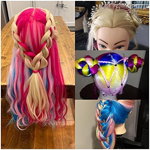 headdoll Training Head 26-28 Inch Mannequin Head Hair Styling Manikin Cosmetology Doll Head Hairdressing for Styling Dye Cutting Braiding Practice Head Synthetic Fiber Hair and Free Table Clamp Stand - Image 5