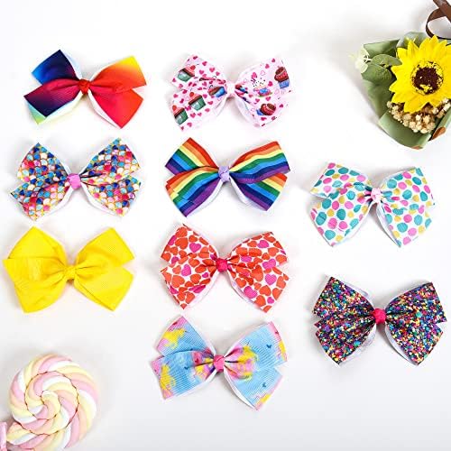 5 Inch Hair Bows for Girls, Colorful Little Girls Hair Bow 18 Pcs - Image 5