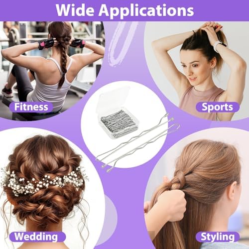 2 Inch Silver Grey Hair Bobby Pins Metal Clips Twisted Spiral Curved Ball Tips Non-slip Decorative Long Short Women Girls Nickel Free Hairdressing Wedding Accessories with Case 100 PCS - Image 6