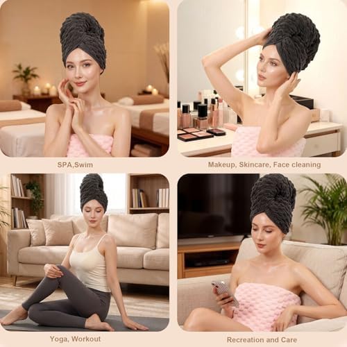 Super Soft Microfiber Hair Towels 3-Pack Lage Size (24x42 inch) for Women - Image 6