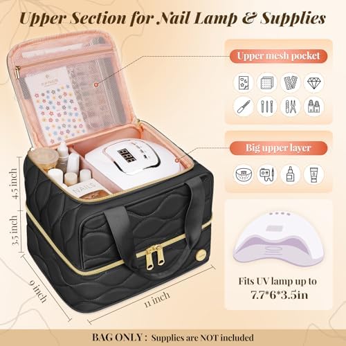 YOREPEK Nail Polish Bag Holds 42+ Bottles (15ml/0.5 fl.oz) and Nail Stuff - Image 3