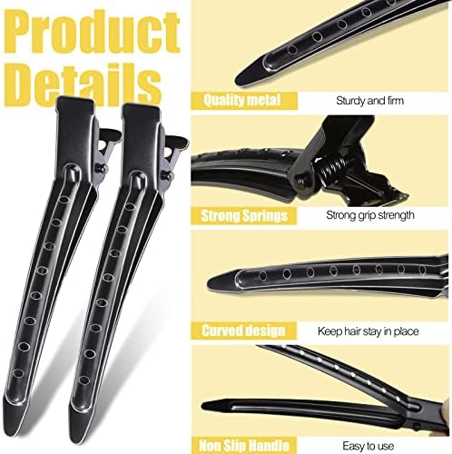 YGDZ Duck Billed Clips, 30pcs 3.5 inch Metal Alligator Hair Clips with Holes, Hair Clips for Styling Sectioning, Hair Coloring, Pin Curl Clips for Hair Roller, Black - Image 4