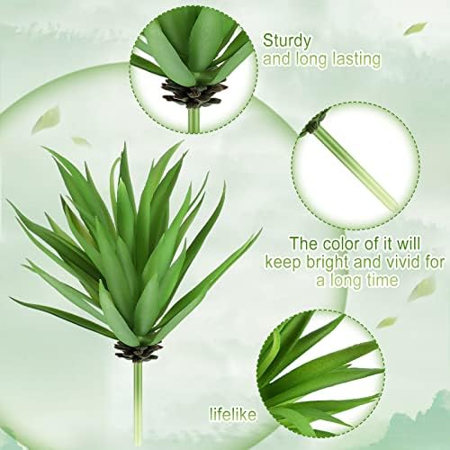 4 Pcs Artificial Succulents Unpotted Outdoor Agave Plants, Green - Image 3