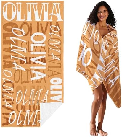 JML Personalized Beach Towel with Name, Custom Beach Towel with Name, Customized Microfiber Pool Towel, Quick Dry & Absorbent Swim Towel for Adult,Anniversary, Birthday, Summer Holiday,Vacation - Image 2