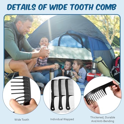 Baderke 50 Pcs Black Wide Tooth Comb for Women Men Individually Wrapped - Image 3