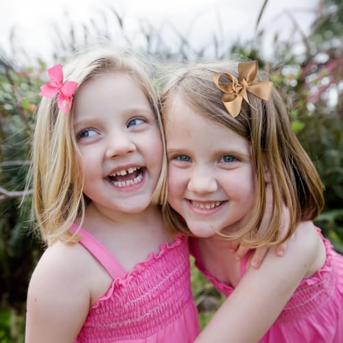 3 Inch Latte Hair Bow Clips for Girls - Set of 2 - Image 6