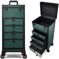 Yueieoun Nail Salon Cart with 4 Drawers,Rolling Makeup Train Case for Beauty,Cosmetology Case on Wheels Trolley Cart,Lockable Organizer Travel Case for Manicure/Face Painting/Hairstylist,DARK GREEN by Yueieoun