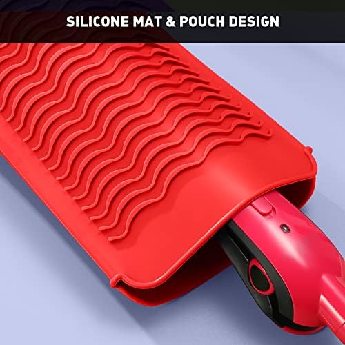 ZAXOP Heat Resistant Silicone Mat Pouch for Curling Irons & Flat Irons, 2-in-1 Travel Case & Cooling Pad for Hot Tools, Anti-Slip Countertop Protector, Pack Instantly Without Waiting to Cool (Red) - Image 3