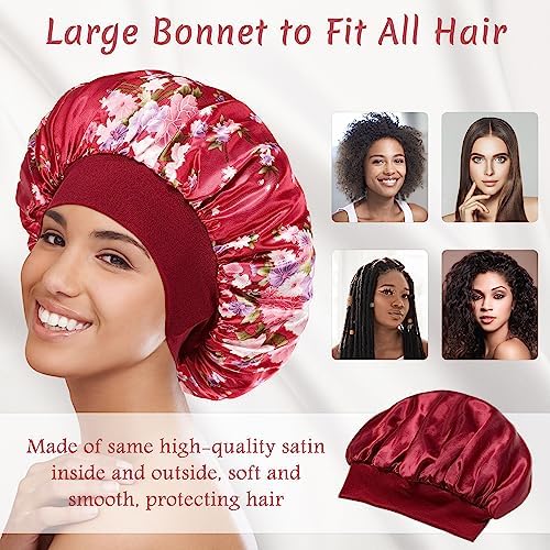 2pcs Satin Silk Hair Bonnet for Sleeping, Sleep Bonnets for Women - Image 4