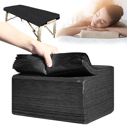 Disposable Bed Sheets 50 Pcs 31" x 71" Massage Table Sheets Non Woven Fabric SPA Bed Cover Breathable for Massage Beauty Tattoos（Black） by XATUMO