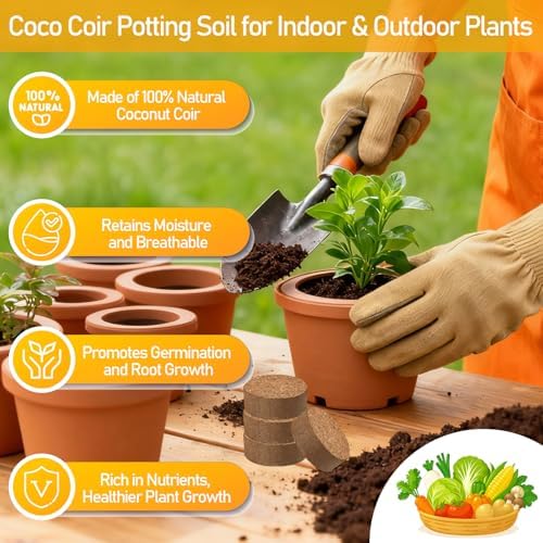 Legigo 50 Pcs 40mm Organic Coco Coir Pellets, Seed Starter Soil Pods - Image 4
