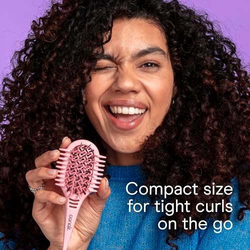 Conair Curl Define Pro Mini Detangling Brush, Tight Curly Hair, Pink - Image 6