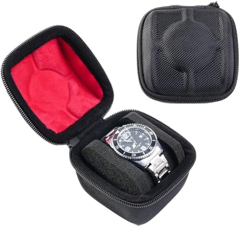 Single Watch travel case, hard watch box organizer, watch pouch holder with soft foam pillow fit large and small watches by forBetterLife