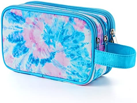 Kids Toiletry Bag for Girls, Travel Toiletry Bag for Teen Girls Cosmetic Bag Makeup Bag Waterproof Hanging Wash Bag Toiletries, Tie Dye Blue by Vipdeal