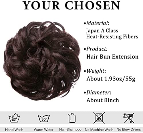 CJL HAIR Large Messy Bun Hair Piece Wavy Curly Scrunchies Synthetic Chignon Ponytail Hair Extensions Thick Updo Hairpieces for Women Chocolate Brown - Image 2